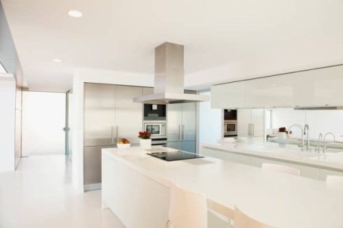 stove and counters in modern kitchen - fashion stock pictures, royalty-free photos & images