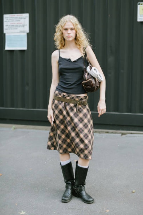 Street style at the Spring 2024 Milan Ready to Wear Runway Shows on September 22, 2023 in Milan, Italy.