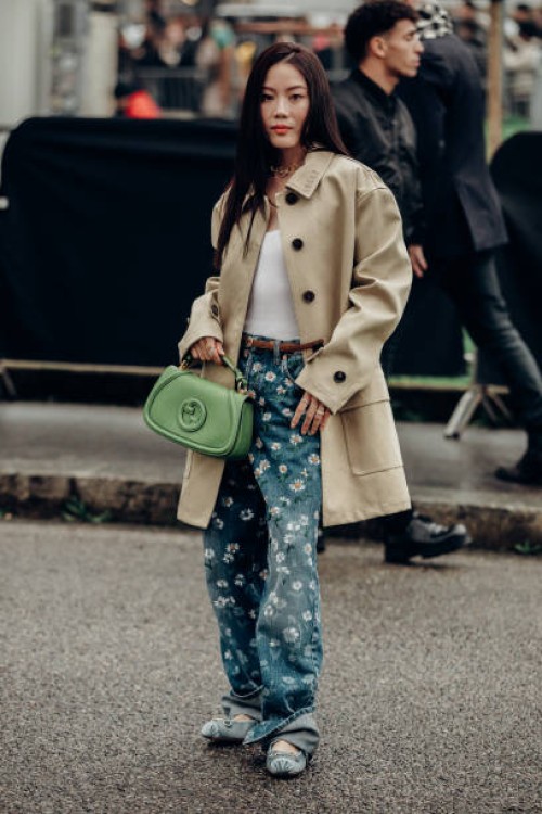 Streetstyle during London RTW Fall Fashion Week 2025 on February 25, 2025 in Milan, Italy.