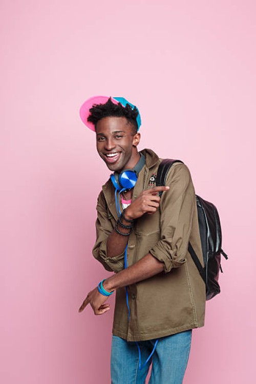 studio portrait of funky, excited afro american student - fashion stock pictures, royalty-free photos & images