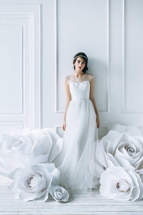 studio shot of young beautiful bride - fashion stock pictures, royalty-free photos & images