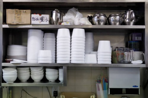 Styrofoam take-out containers sit stacked at a store in Toronto, Ontario, Canada, on Wednesday, June 12, 2019. Justin Trudeau's government announced...