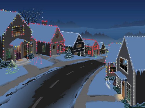 suburban christmas - garden decoration stock illustrations