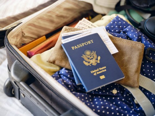 suitcase and passport - travel stock pictures, royalty-free photos & images