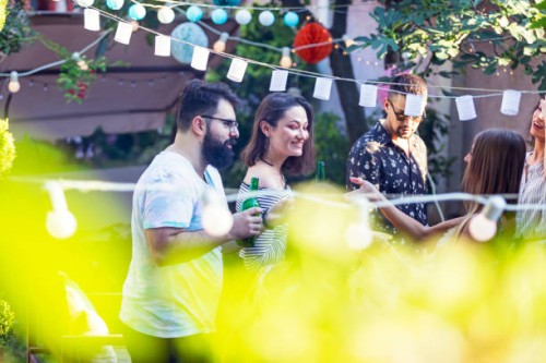 summer bbq party - garden decoration stock pictures, royalty-free photos & images