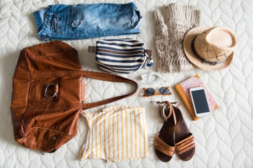 summer travel clothing of woman on blanket - fashion stock pictures, royalty-free photos & images