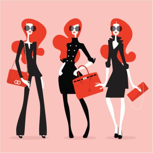 supermodels (high fashion) - fashion stock illustrations
