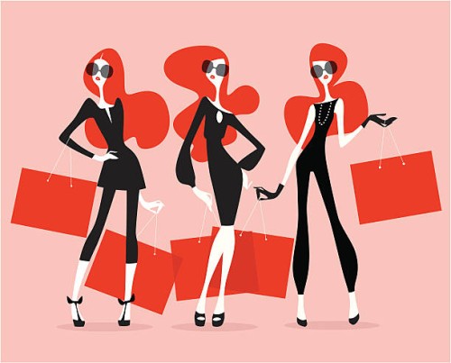 supermodels (shopping) - fashion stock illustrations