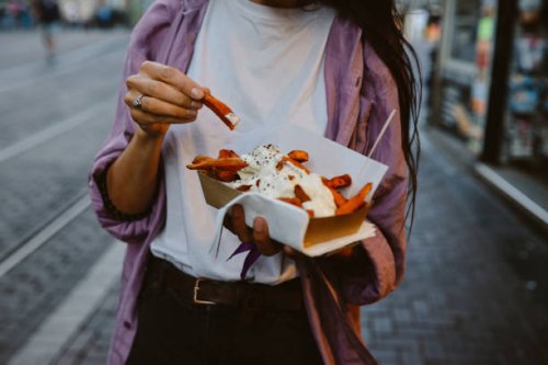 sweet potato fries in amsterdam - junk food stock pictures, royalty-free photos & images