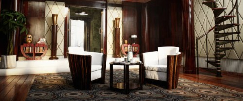 symmetrical art deco home interior - home decoration stock pictures, royalty-free photos & images