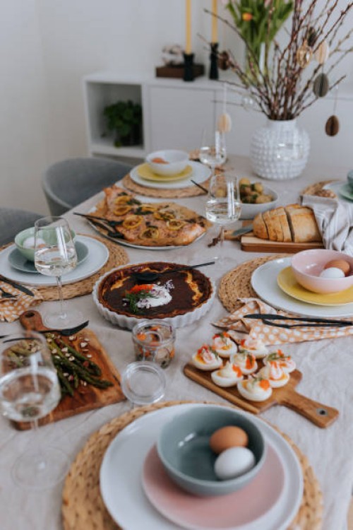 table set for easter meal - food stock pictures, royalty-free photos & images