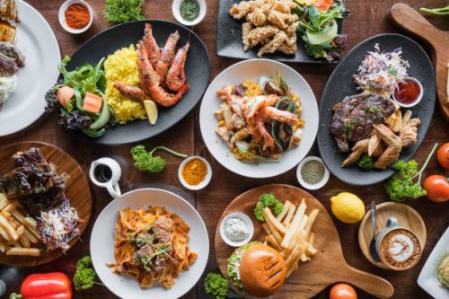 table top view of spicy food. - food stock pictures, royalty-free photos & images