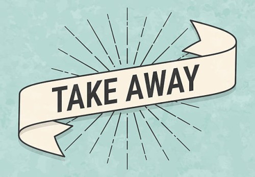 take away - banner in retro vintage style - old textured paper - junk food stock illustrations