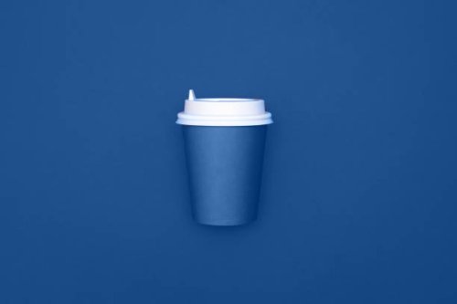 take away coffee cup on colorful paper background - junk food stock pictures, royalty-free photos & images