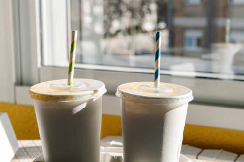 takeaway fruit cocktails with straw - junk food stock pictures, royalty-free photos & images