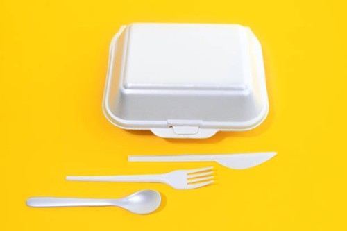 takeaway packaged food. food delivery box concept on trendy illuminating yellow background. - junk food stock pictures, royalty-free photos & images