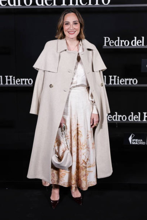 Tamara Falcó attends the photocall ahead of Pedro del Hierro's fashion show during the Mercedes Benz Fashion Week Madrid at Ifema on February 20,...