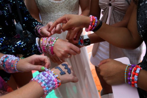 Taylor Swift fans, also known as "Swifties", swap friendship bracelets outside Accor Stadium for Taylor Swift's first Sydney concert on February 23,...