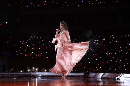 Taylor Swift performs during night two of "Taylor Swift | The Eras Tour" at Estádio Olímpico Nilton Santos on November 19, 2023 in Rio de Janeiro,...