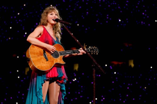 Taylor Swift performs onstage during The Eras Tour at Hard Rock Stadium on October 18, 2024 in Miami Gardens, Florida.