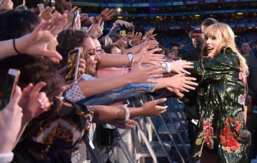 Taylor Swift, Swift greets fans during her reputation Stadium Tour at Croke Park on June 16, 2018 in Dublin, Ireland.