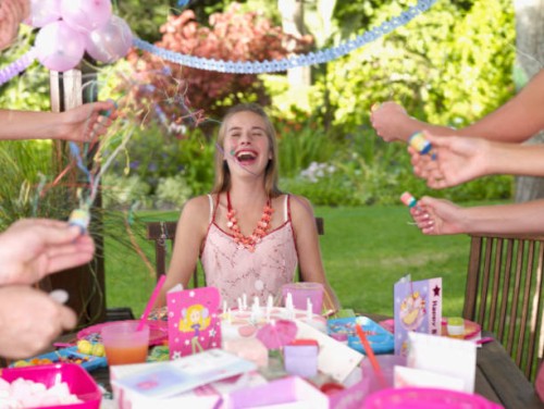 teenage birthday girl laughing outdoors - garden decoration stock pictures, royalty-free photos & images