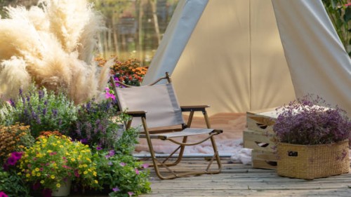 tent in the park decor in boho style. picine in the nature - garden decoration stock pictures, royalty-free photos & images