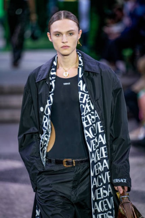 The model Mingus Lucien Reedus at the Versace fashion show on the second day of Milan Fashion Week Men's Collection Spring Summer 2023. Milan , June...