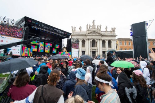 The Square of the "Primo Maggio" concert at Piazza San Giovanni on May 1, 2023 in Rome, Italy.