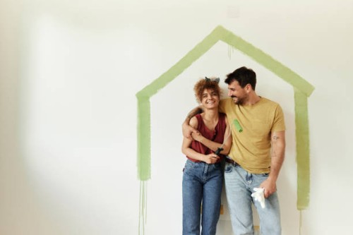 this is our new home! - home decoration stockfoto's en -beelden