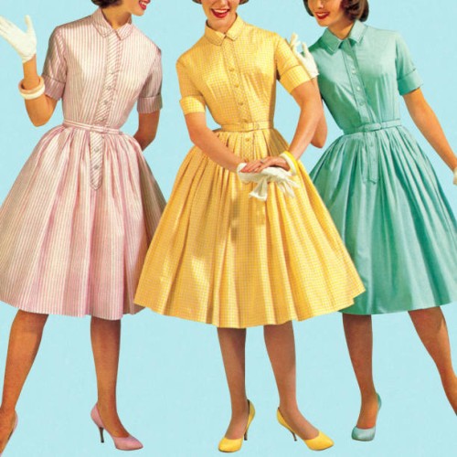 three woman wearing pastel colored dresses - fashion stock illustrations