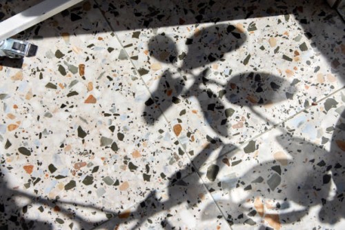 tile floor in sunlight with shade of plant branches - garden decoration stock pictures, royalty-free photos & images