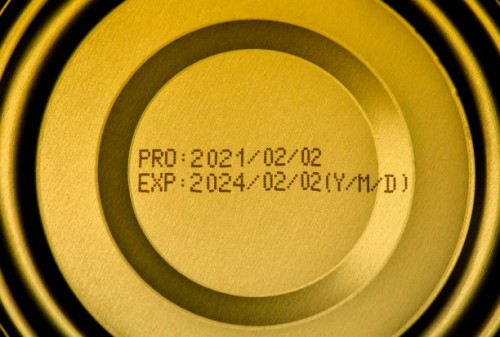 tin can with production date and expiration date. - food stock pictures, royalty-free photos & images