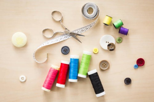 top shot of sewing equipment, nancy, france - fashion stock pictures, royalty-free photos & images