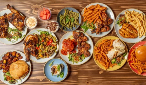 top view assortment of various dishes - food stock pictures, royalty-free photos & images