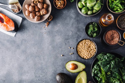 top view of healthy omega 3 rich food ingredients - food stock pictures, royalty-free photos & images