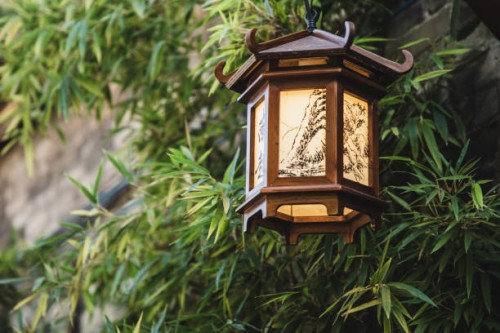 tranquil scene lantern and bamboo - garden decoration stock pictures, royalty-free photos & images