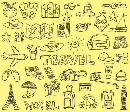 travel funny doodles - travel stock illustrations