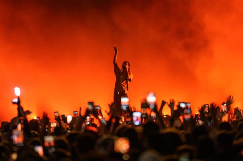 Travis Scott performs at Hayarkon Park on March 14, 2023 in Tel Aviv, Israel.