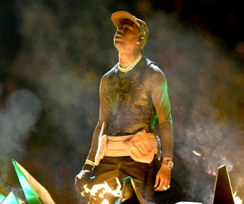 Travis Scott performs during the Pepsi Super Bowl LIII Halftime Show at Mercedes-Benz Stadium on February 03, 2019 in Atlanta, Georgia.