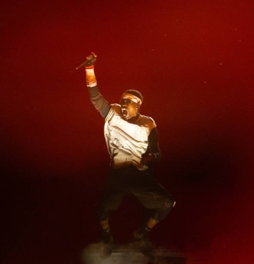 Travis Scott performs during the Utopia – Circus Maximus World Tour at Ippodromo Snai La Maura on July 23, 2024 in Milan, Italy.