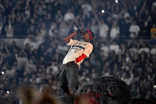 Travis Scott performs onstage during the Utopia – Circus Maximus World Tour at Tottenham Hotspur Stadium on July 11, 2024 in London, England.