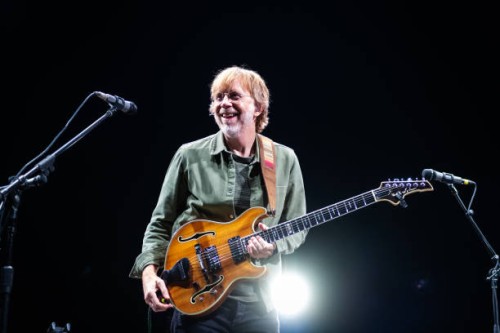 Trey Anastasio of Phish performs at Bridgestone Arena on October 06, 2023 in Nashville, Tennessee.