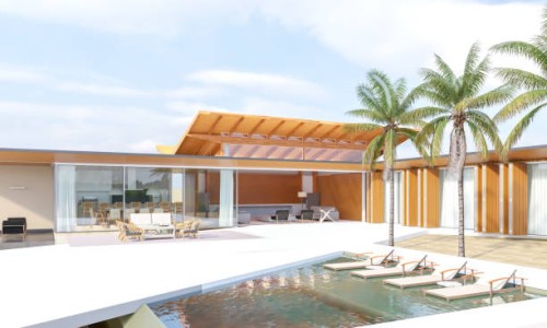 tropical holiday villa resort with swimming pool - garden decoration photos et images de collection