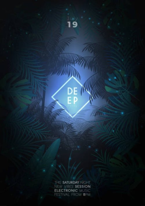 tropical summer beach party poster - garden decoration stock illustrations