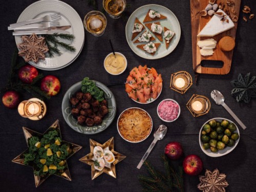 typical smörgåsbord for christmas a little of everything suitable for smaller gatherings - food stock pictures, royalty-free photos & images