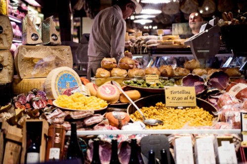 typical window of a pasta store in the city of bologna, italy. - food stock pictures, royalty-free photos & images