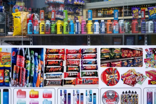 Vape shop selling vaping products inclucing e-cigartettes and disposable vape pens as well as Prime energy drinks and confectionary on 17th January...