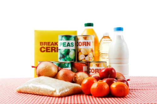variety of fresh, canned & packaged foods, isolated on white - food stock pictures, royalty-free photos & images