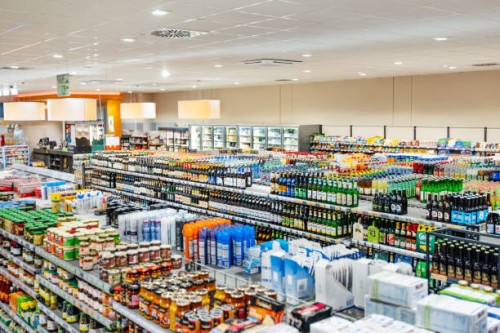 variety of produce on display in well stocked supermarket - food stock pictures, royalty-free photos & images